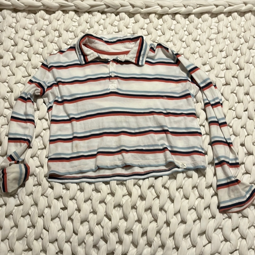 Long- sleeve striped crop top